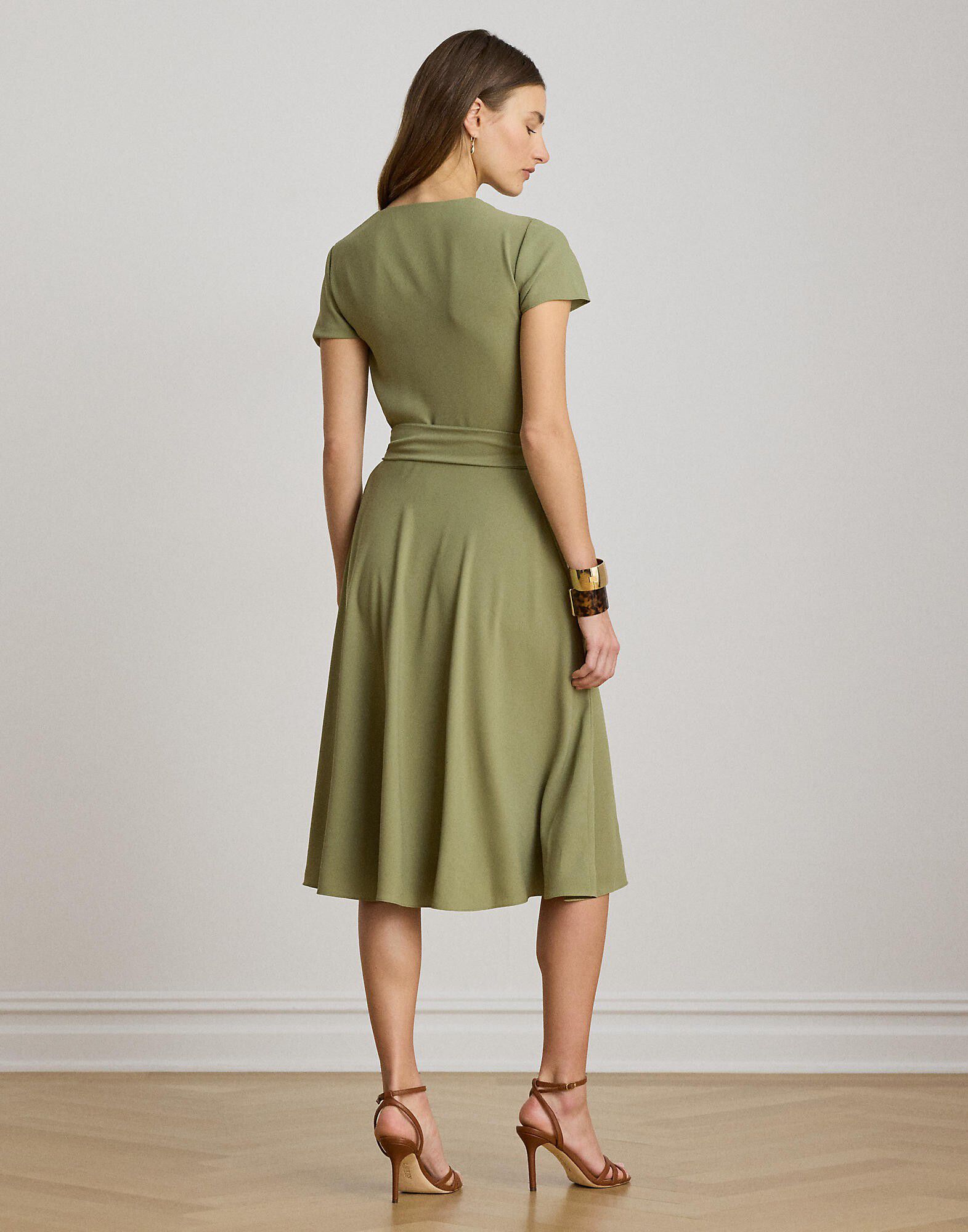 Belted Georgette Surplice Dress