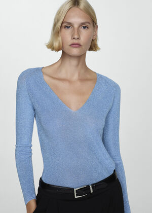 V-neck lurex sweater