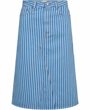 Stripe Denim Midi Skirt