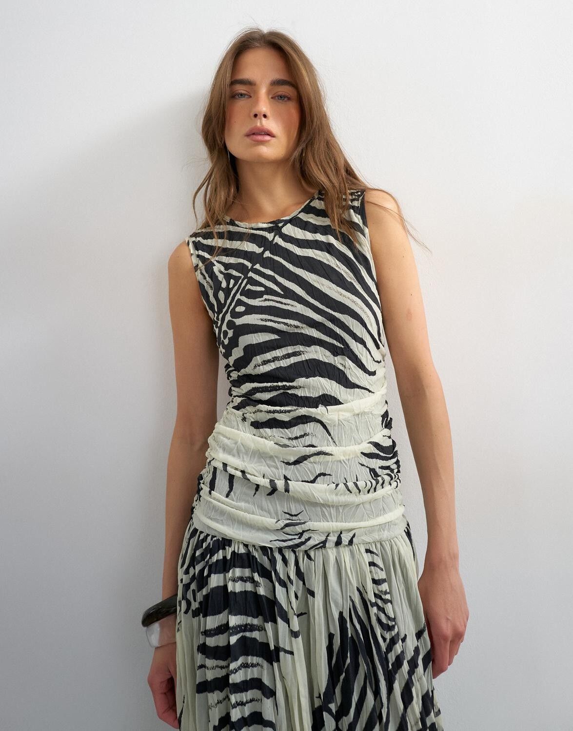 TSMAY MESH ZEBRA MAXI DRESS JRS