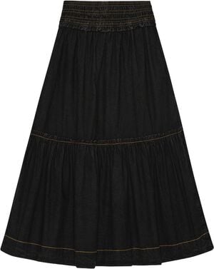 Garment Dyed Cotton Smock Maxi Skir