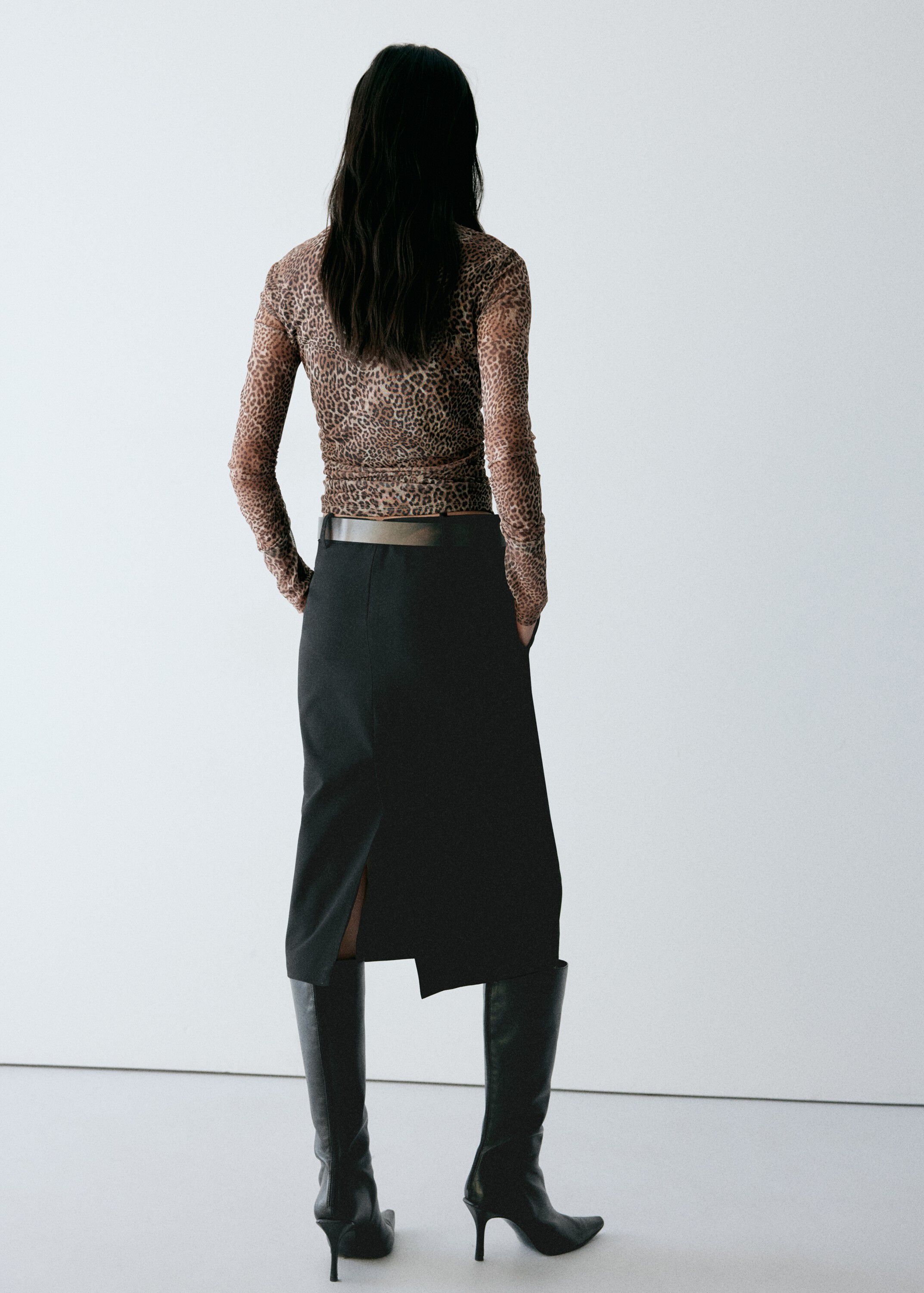 Animal print ruched T-shirt