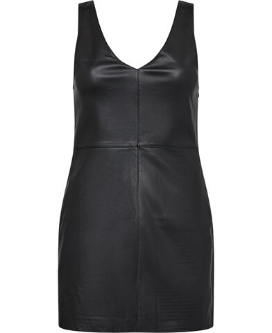 Faux-leather pinafore dress