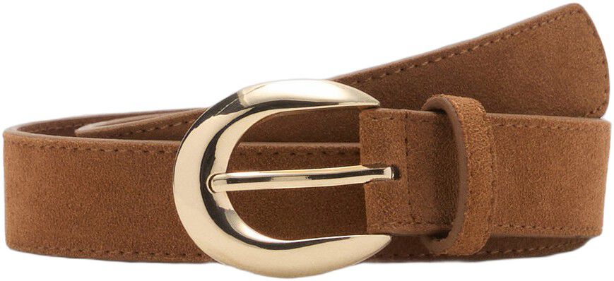 Leather belt with oval buckle