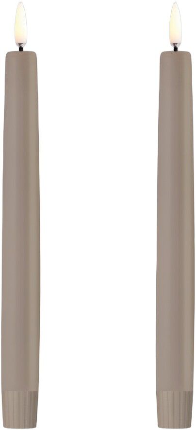 LED taper candle, Sandstone, Smooth, 2-pack, 2,3x20,5 cm