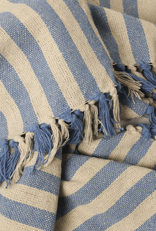 Plaid, Stribet-Lys Royal/Natur, 130x180 cm