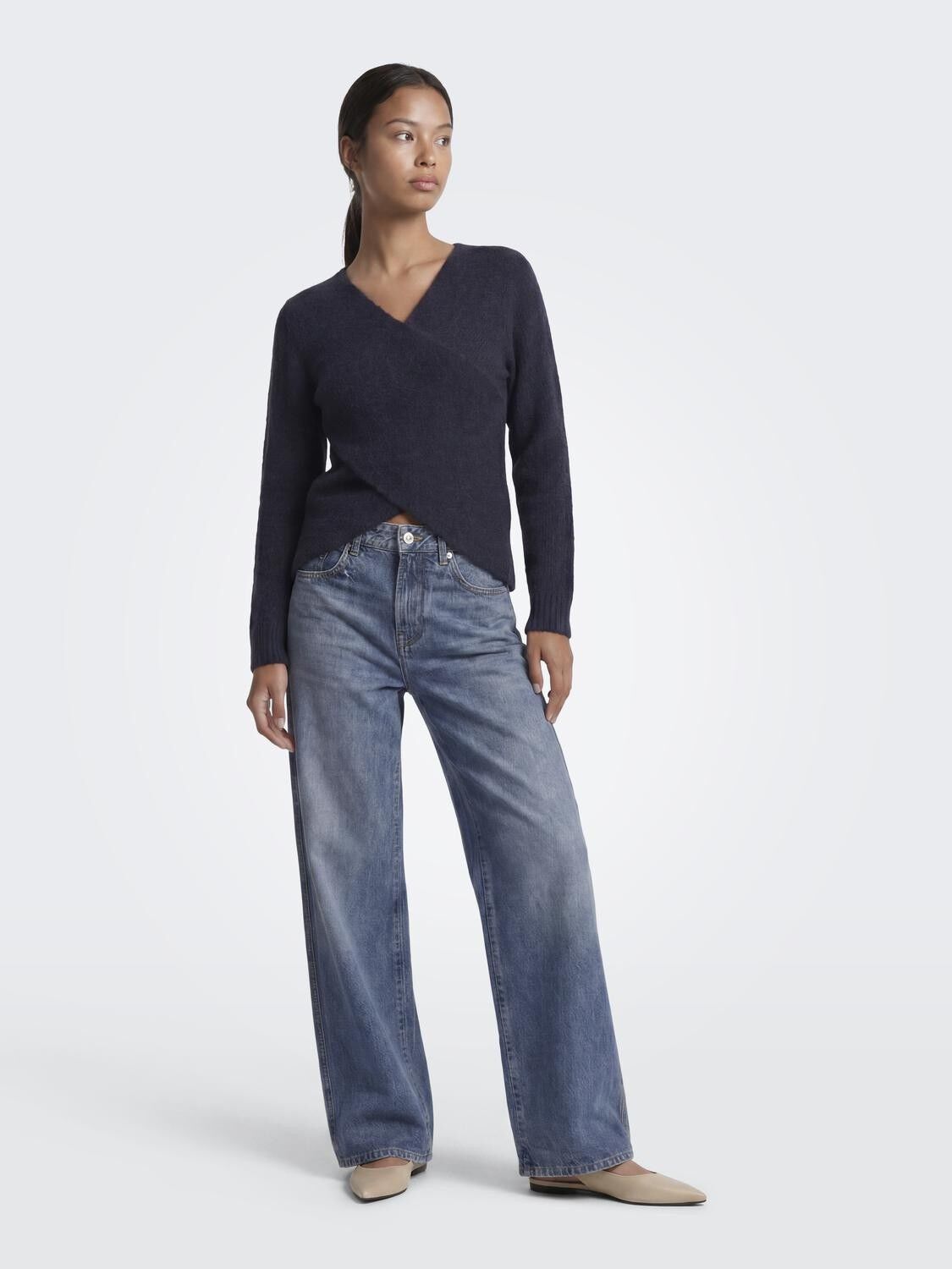Onlmaggie Ls Cross V-Neck Cc Knt