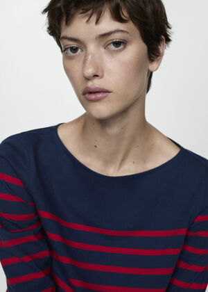 Striped boat-neck t-shirt