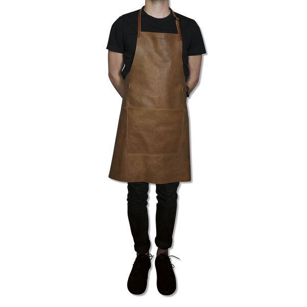 Læderforklæde BBQ Style Apron Vintage Camel