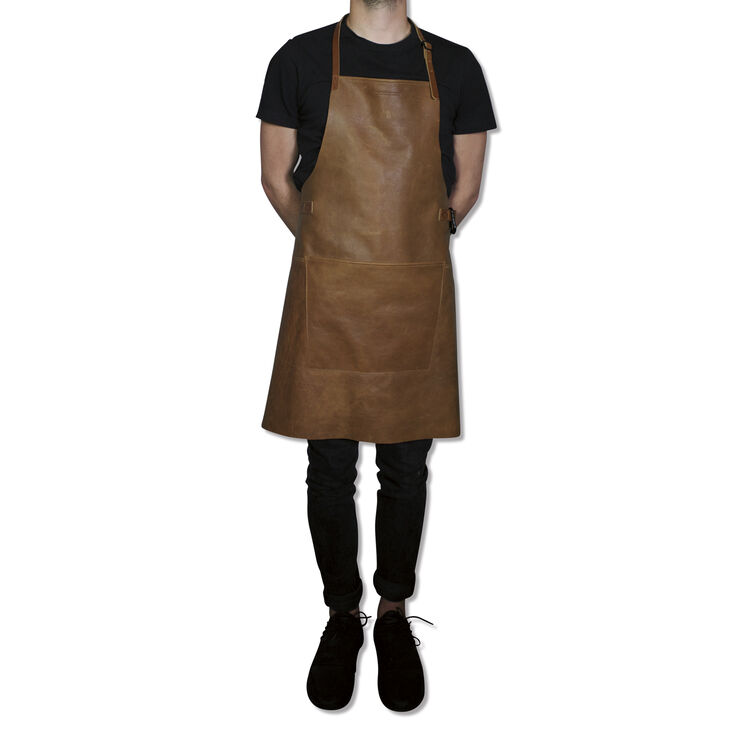 Læderforklæde BBQ Style Apron Vintage Camel