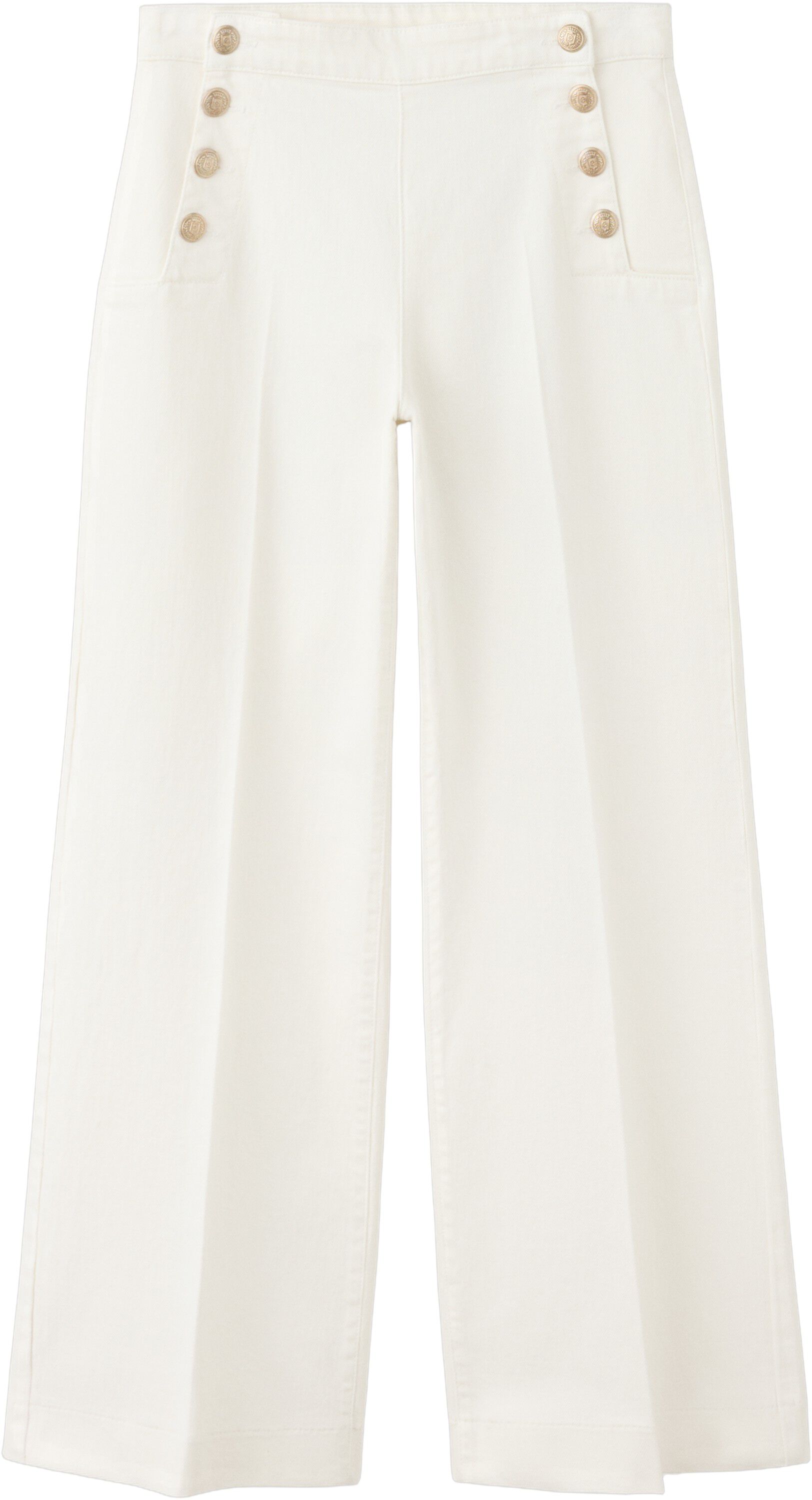 Wide-leg jeans with side buttons