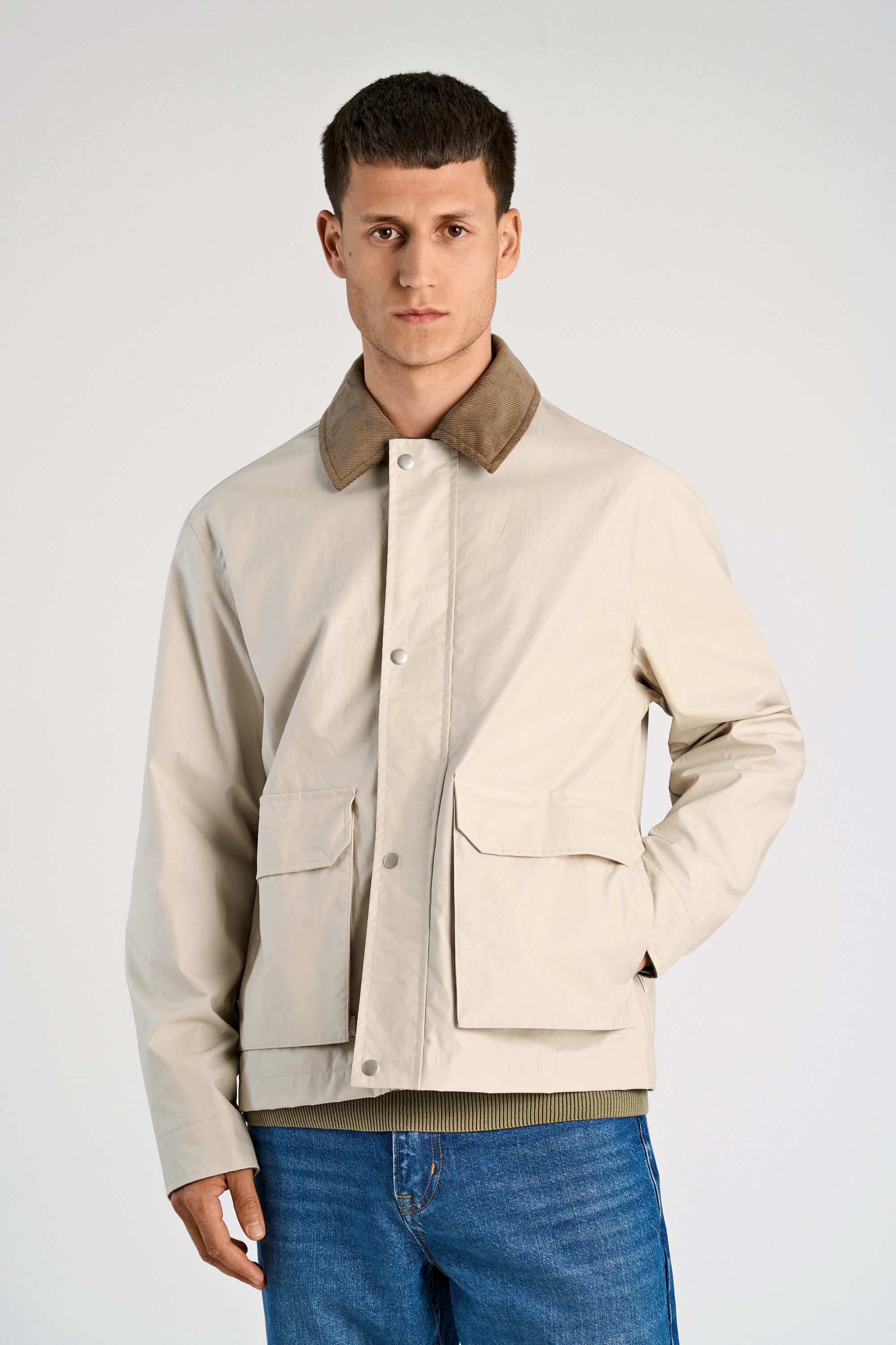 Field jacket w corduroy collar