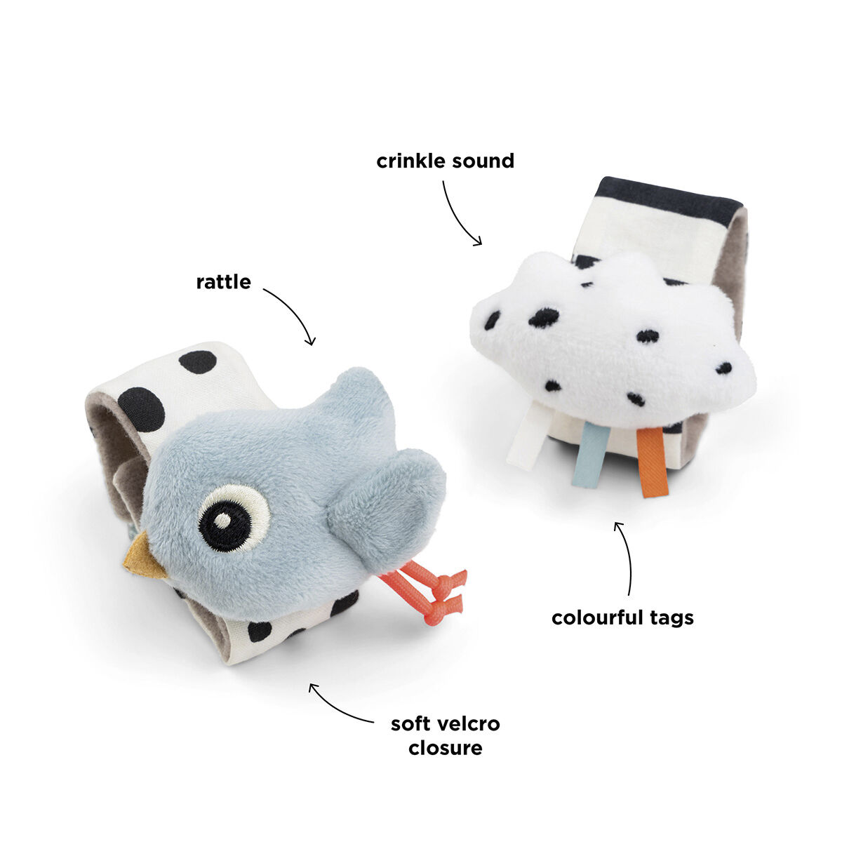 H&aring;ndledsrangles&aelig;t 2 stk. Happy clouds Bl&aring;