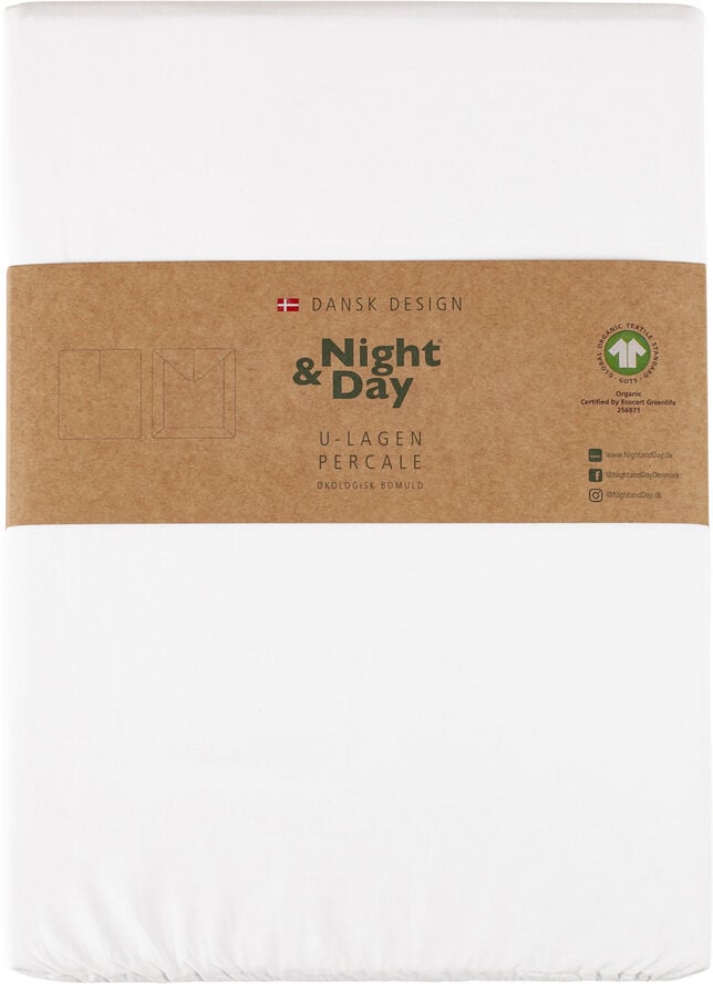 Økologisk U-split lagen, percale - GOTS, hvid