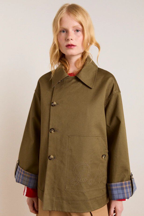 JERRY CROP TRENCH COAT - OLIVE