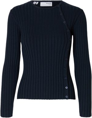 SLFHELEN LS KNIT BUTTON O-NECK TOP