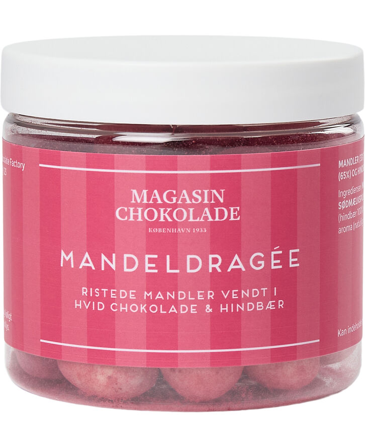 Drageé, Mandler m/ hvid chokolade & hindbær 115 g