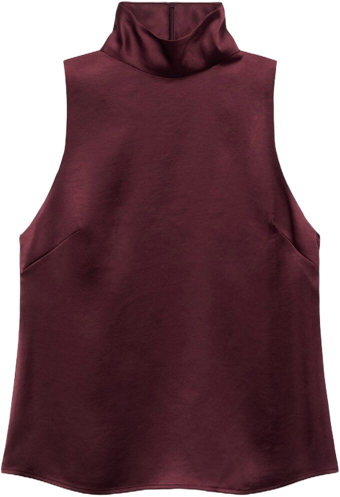 High collar satin blouse