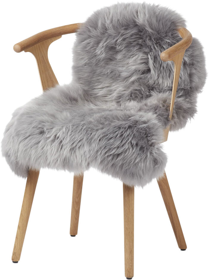 90cm-up New Zealand Sheepskin, Long Wool Light Grey 90x60