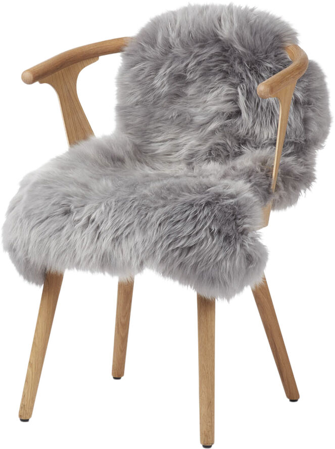 90cm-up New Zealand Sheepskin, Long Wool Light Grey 90x60