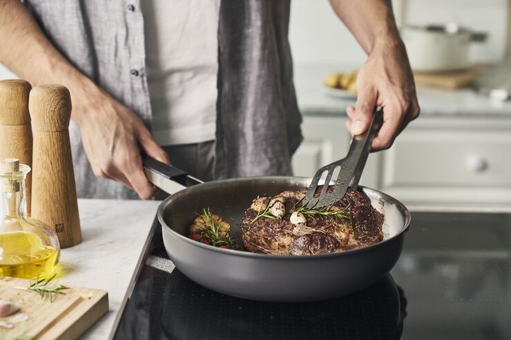 Stegepande, 24 cm, 18/10 rustfrit stål, Keramisk belægning