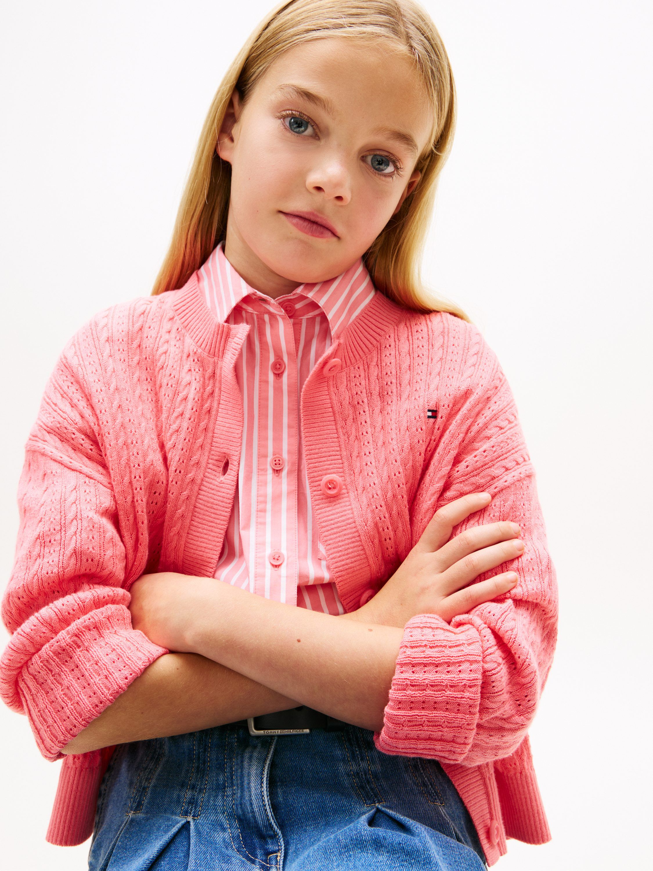 POINTELLE CABLE CARDIGAN