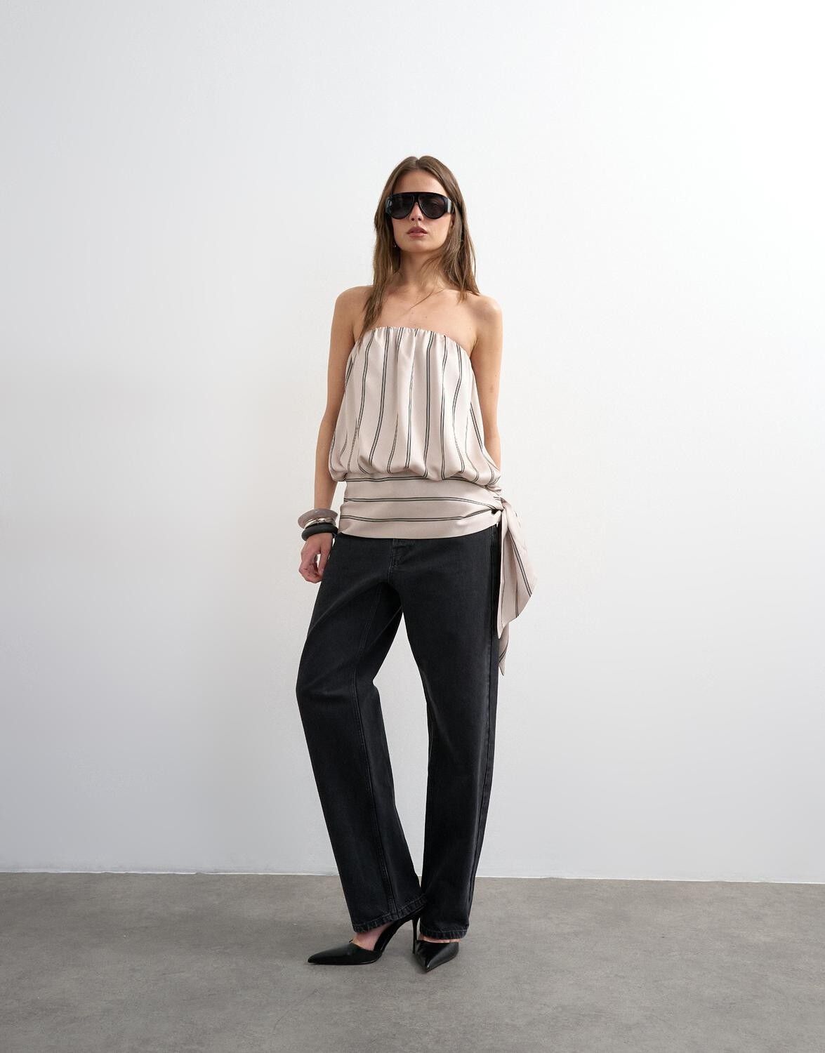 TSNICOLE BANDEAU BUBBLE STRIPE TOP