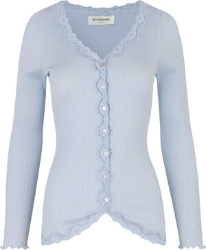 Silk cardigan regular ls w/rev vintage lace
