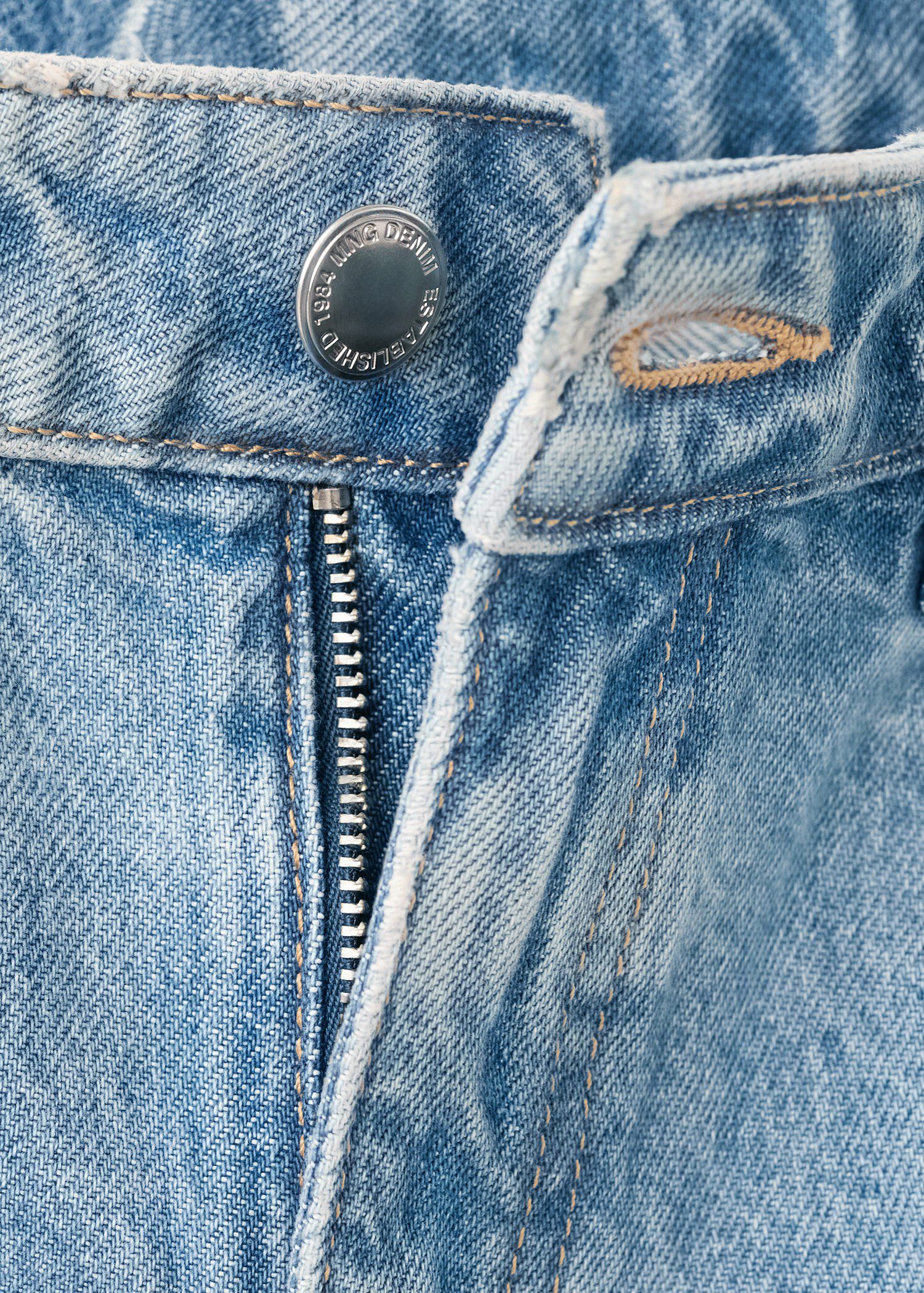 High-waist straight-fit denim short