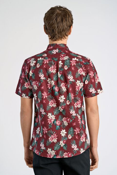 Printed cotton/linen shirt S/S