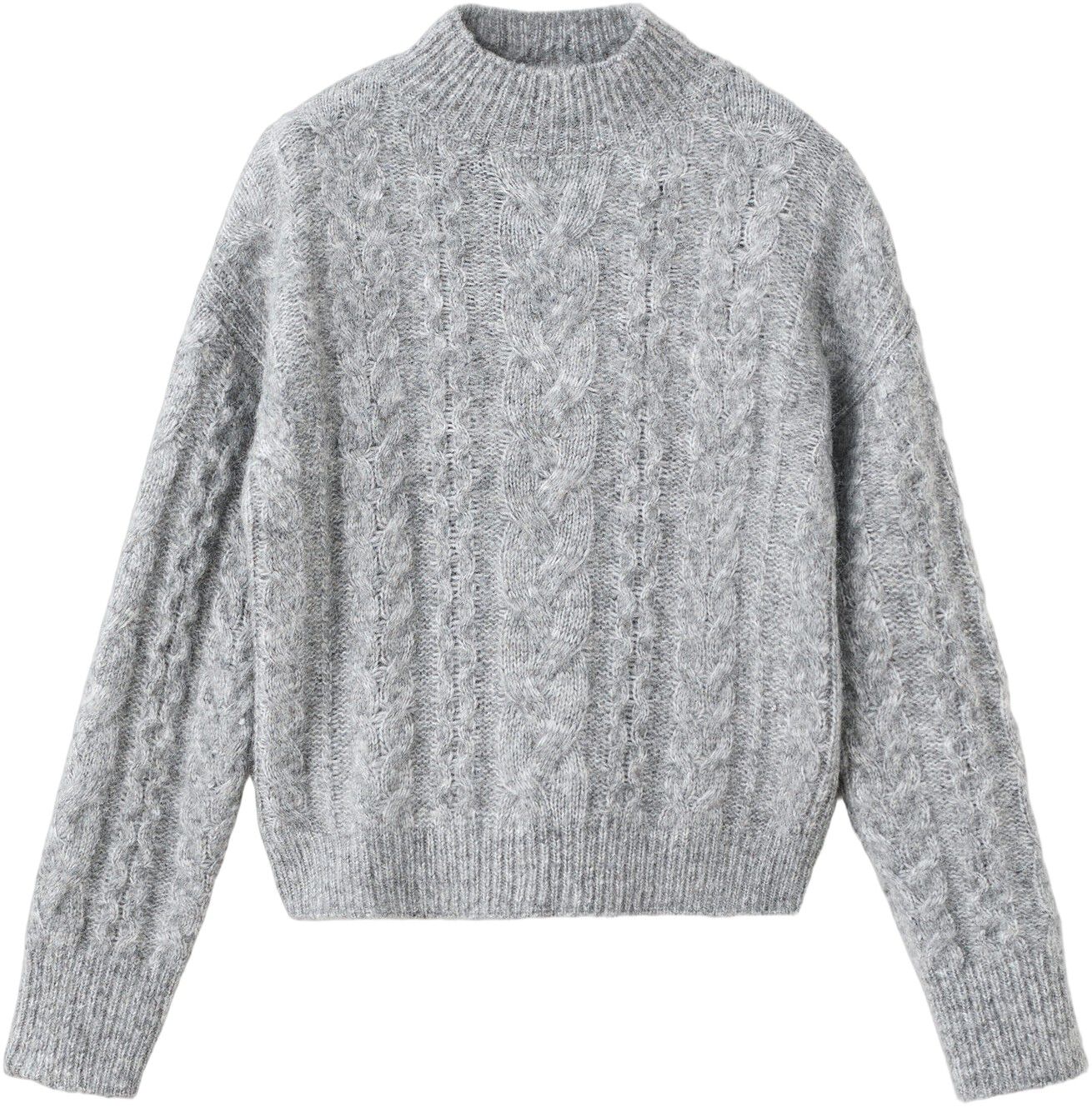 Braided sweater with perkins neck