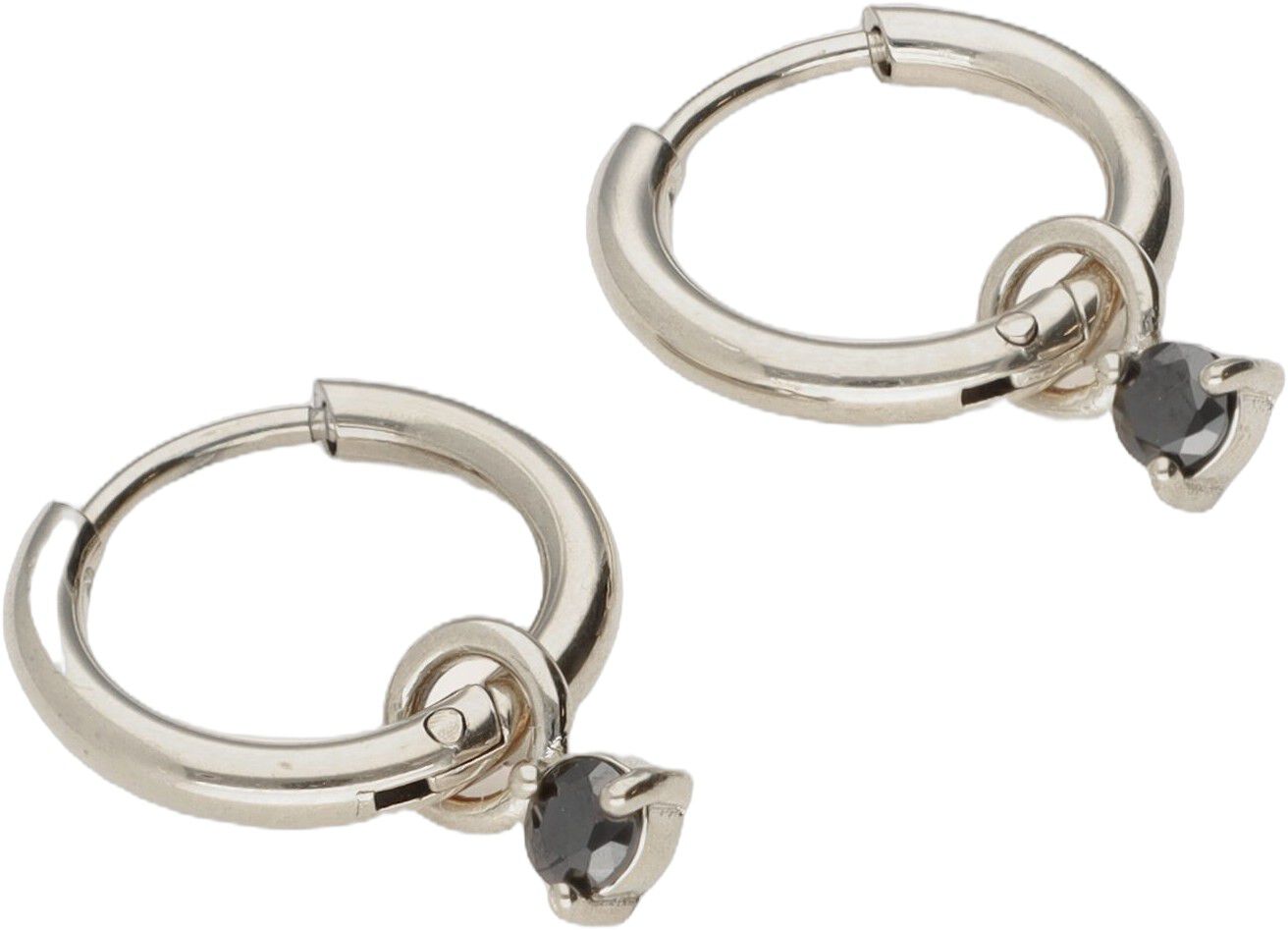 Earring mini hoop black strass