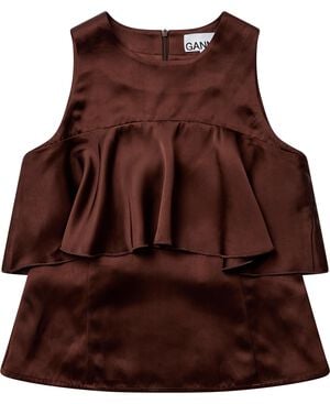 Double Viscose Satin Ruffle Top