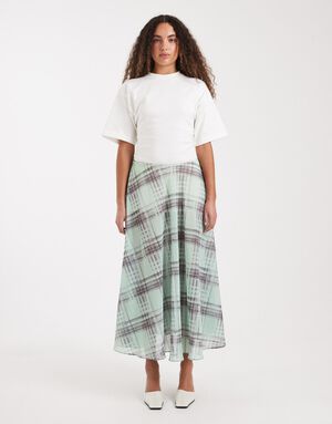 TSROBIN CHIFFON CHECK MAXI SKIRT WV