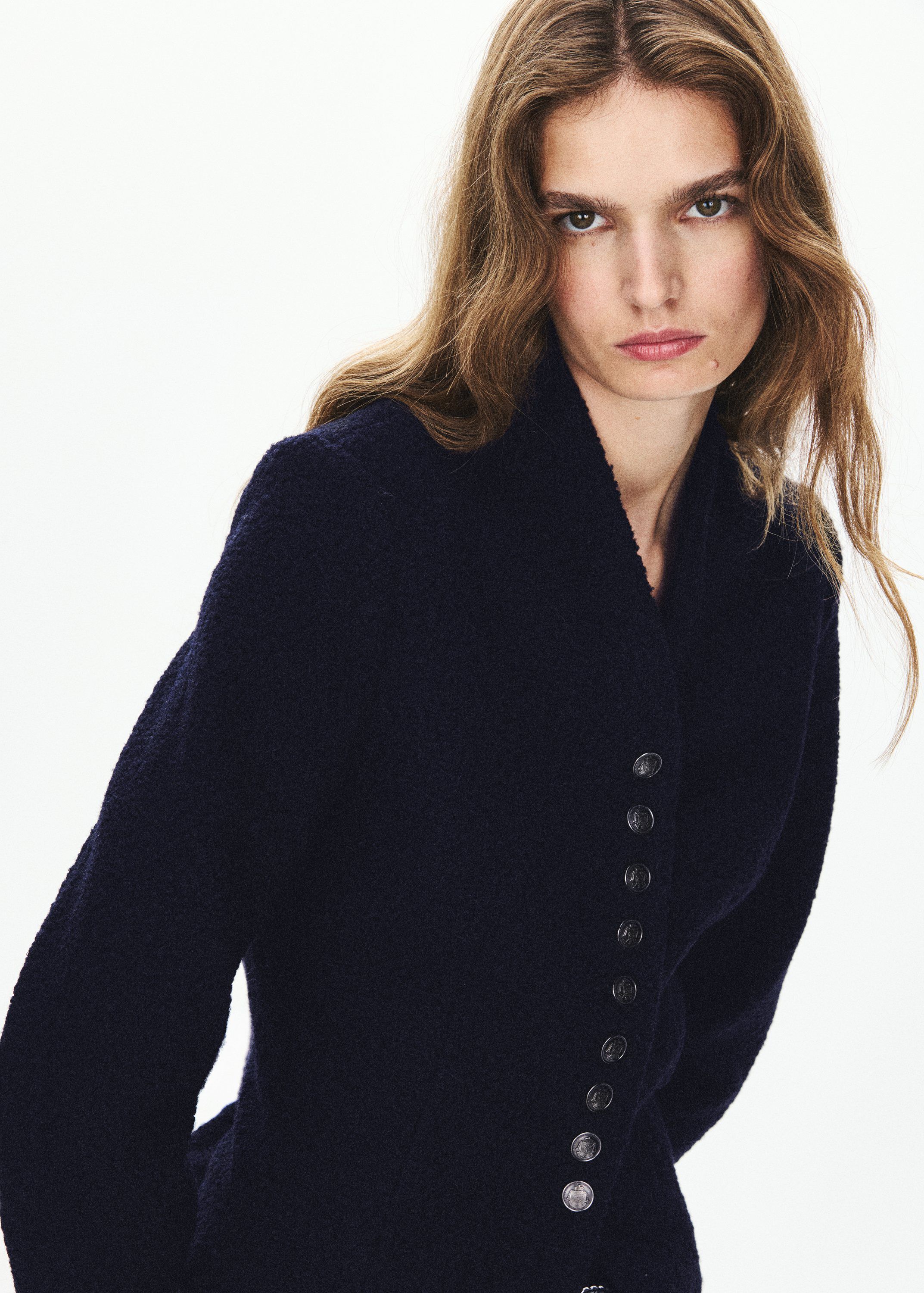 Textured jacket with jewel buttons