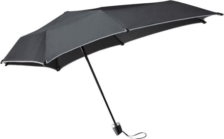 Senz Mini foldable storm umbrella pure black reflective