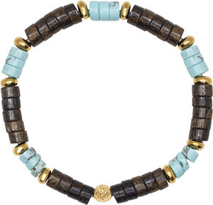 Wristband with Bronzite and African Turquoise Heishi Beads