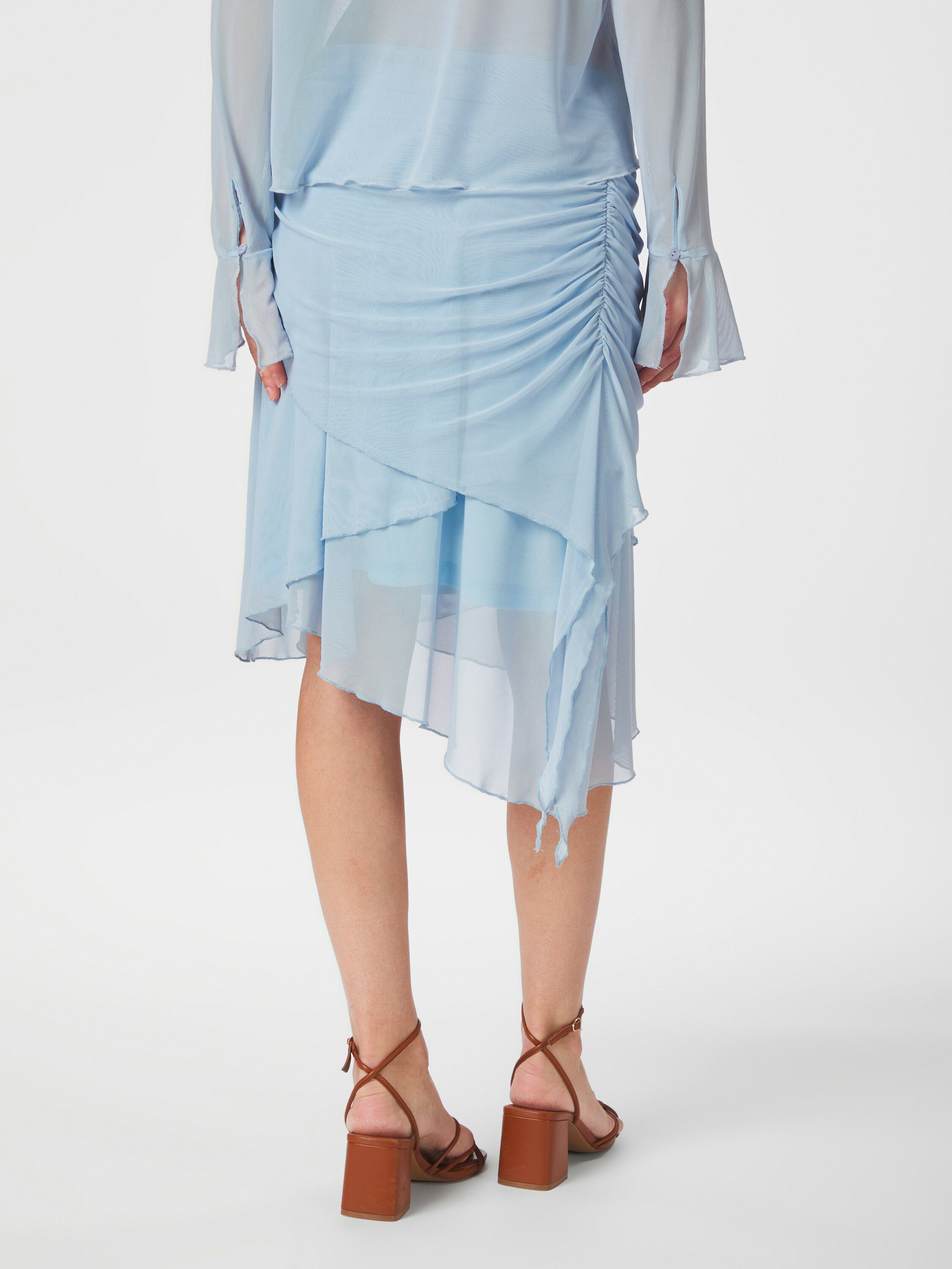 Saffron Asymmetric Mesh Skirt