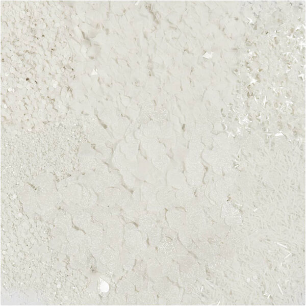 Bio-glimmer & Pailletter, sølv, hvid, 6x7ml.