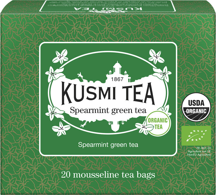 Organic Spearmint green tea - Box of 20 muslin tea bags - 40