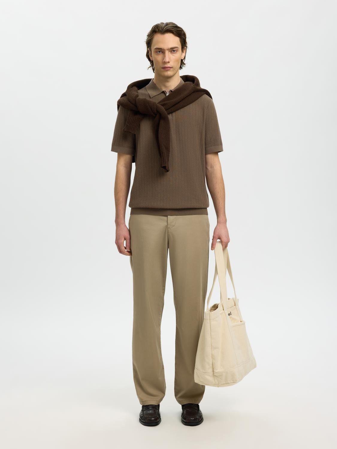 SLHCRAN SS KNIT STRUCTURE ZIP POLO