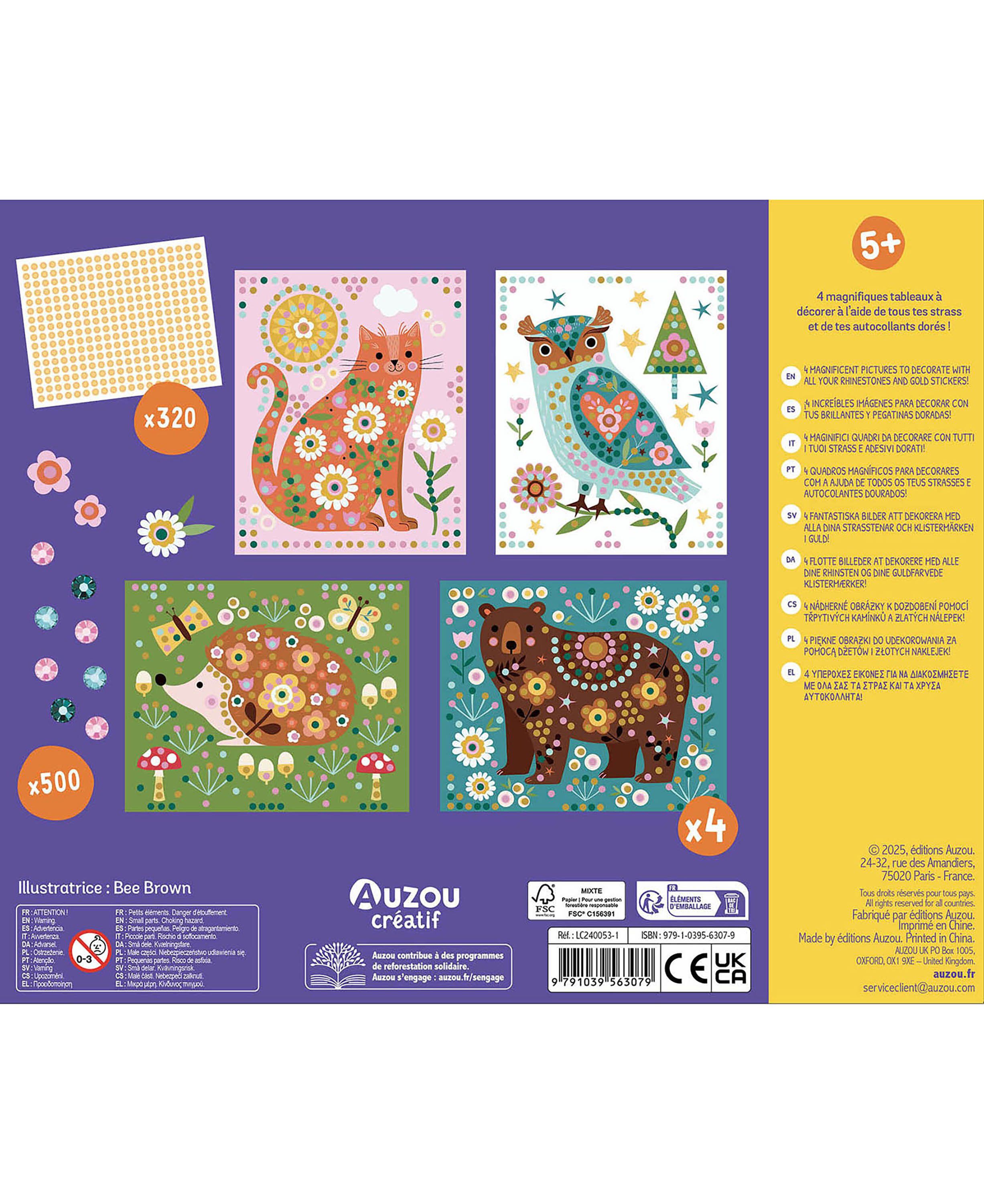 Auzou - Kreas&aelig;t - Kunst med rhinsten - Dyr