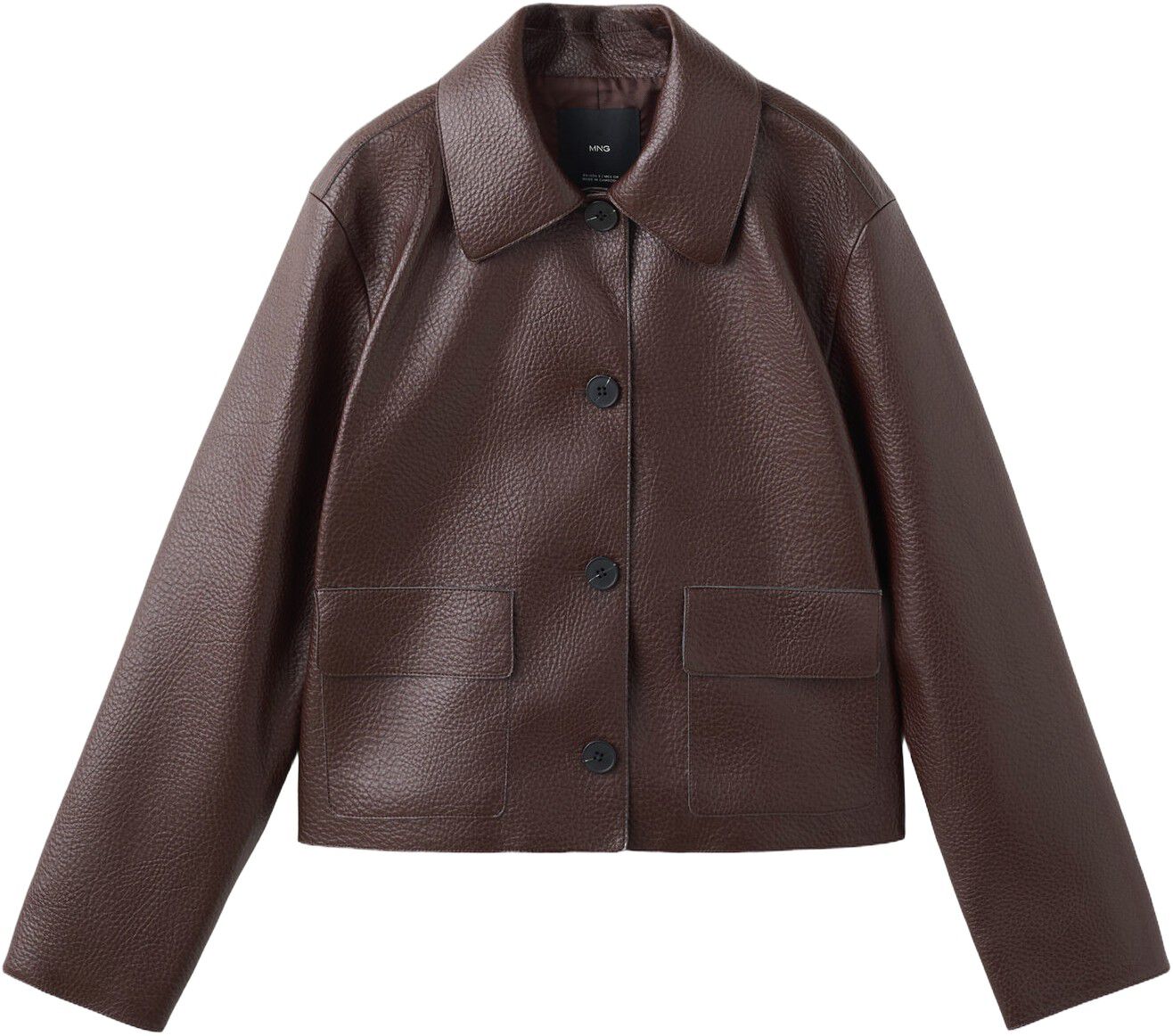 Faux-leather jacket with pockets