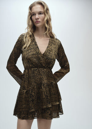Animal print ruffle dress