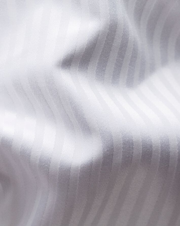 White Striped Satin Tuxedo Shirt - Slim Fit