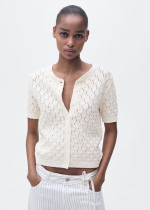 Short-sleeved openwork knitted card