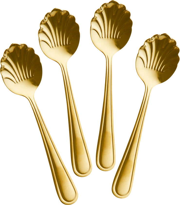 Stainless Steel Seashell Teaspoon - Gold - Set of 4
