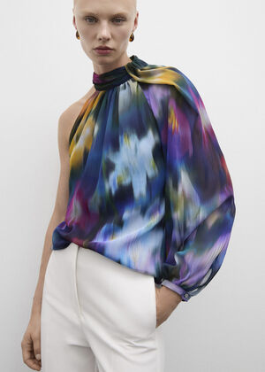 Asymmetrical printed blouse