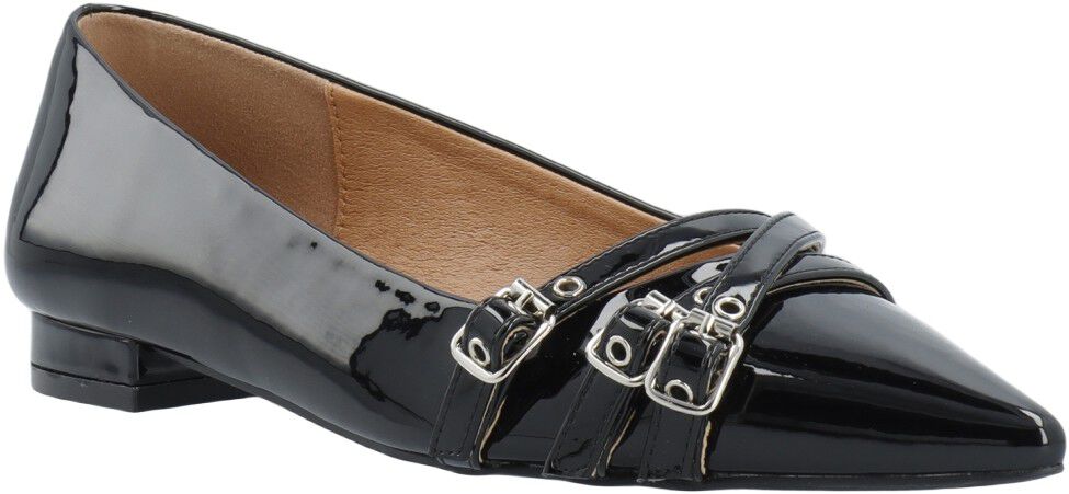 BIABARI Pointy Flat Buckle Faux Leather