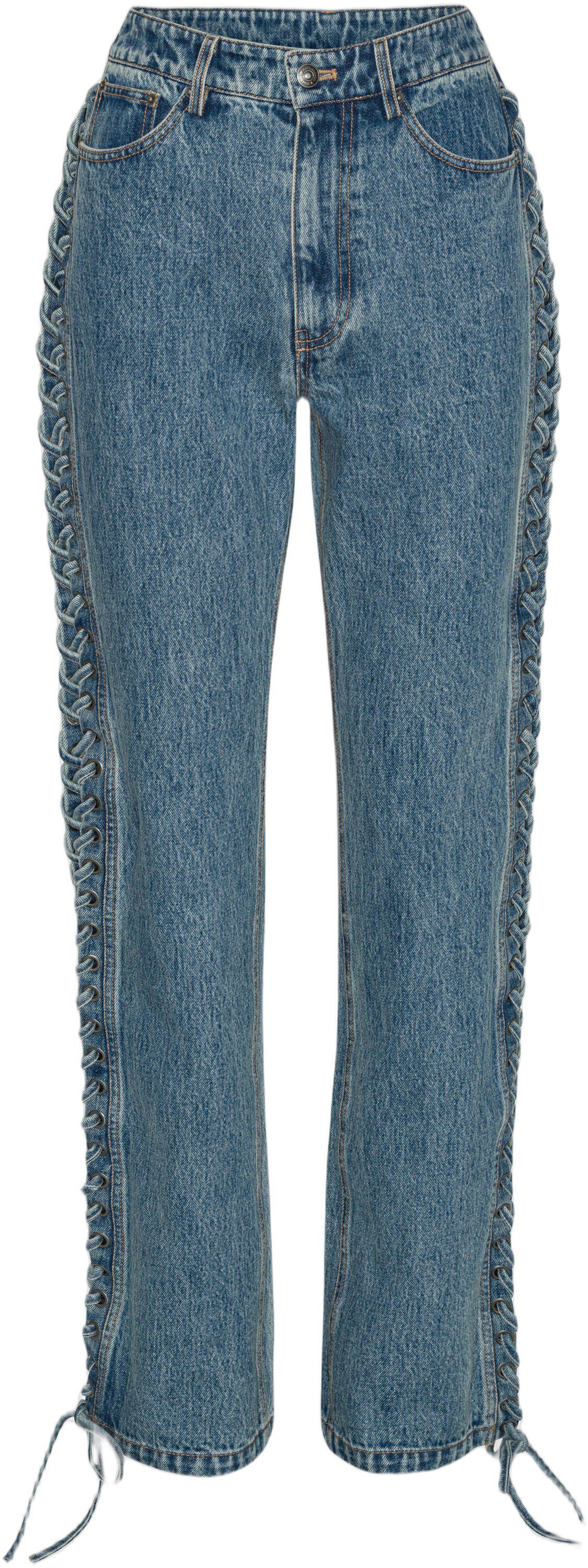 LACED STRAIGHT LEG JEANS